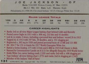 1993 Action Packed All-Star Gallery Series II #131 Joe Jackson Back