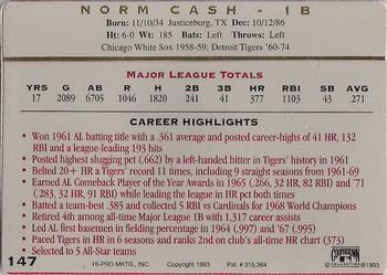 1993 Action Packed All-Star Gallery Series II #147 Norm Cash Back