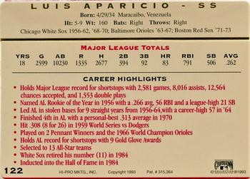 1993 Action Packed All-Star Gallery Series II #122 Luis Aparicio Back