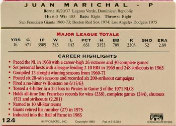 1993 Action Packed All-Star Gallery Series II #124 Juan Marichal Back