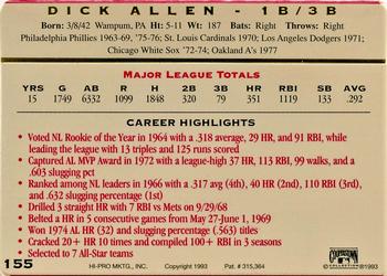 1993 Action Packed All-Star Gallery Series II #155 Dick Allen Back