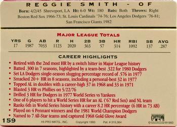 1993 Action Packed All-Star Gallery Series II #159 Reggie Smith Back