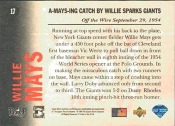 1994 Upper Deck All-Time Heroes #17 Willie Mays Back