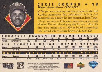 1994 Upper Deck All-Time Heroes #21 Cecil Cooper Back