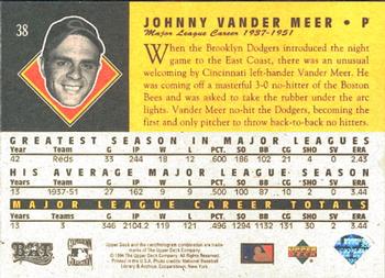 1994 Upper Deck All-Time Heroes #38 Johnny Vander Meer Back