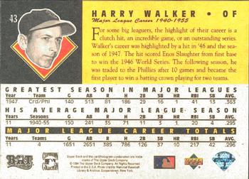 1994 Upper Deck All-Time Heroes #43 Harry Walker Back