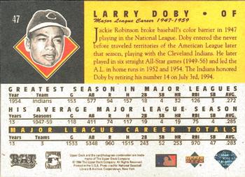 1994 Upper Deck All-Time Heroes #47 Larry Doby Back