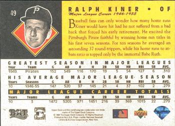 1994 Upper Deck All-Time Heroes #49 Ralph Kiner Back