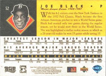 1994 Upper Deck All-Time Heroes #52 Joe Black Back