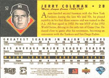 1994 Upper Deck All-Time Heroes #57 Jerry Coleman Back