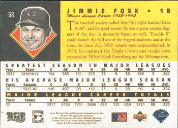 1994 Upper Deck All-Time Heroes #58 Jimmie Foxx Back