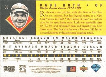1994 Upper Deck All-Time Heroes #60 Babe Ruth Back