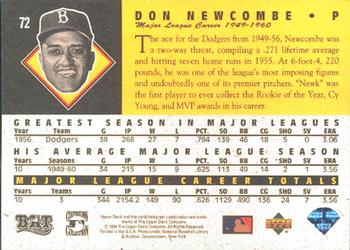 1994 Upper Deck All-Time Heroes #72 Don Newcombe Back