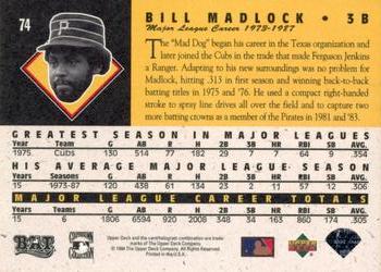 1994 Upper Deck All-Time Heroes #74 Bill Madlock Back