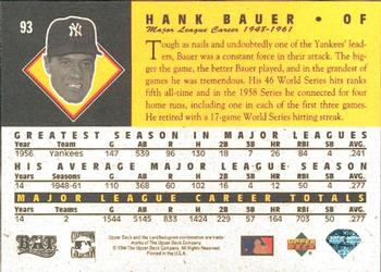 1994 Upper Deck All-Time Heroes #93 Hank Bauer Back
