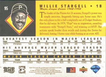 1994 Upper Deck All-Time Heroes #95 Willie Stargell Back
