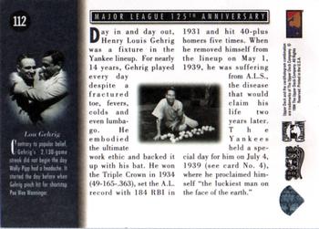 1994 Upper Deck All-Time Heroes #112 Lou Gehrig Back