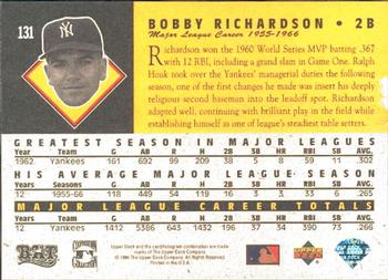 1994 Upper Deck All-Time Heroes #131 Bobby Richardson Back