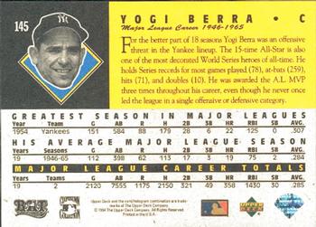 1994 Upper Deck All-Time Heroes #145 Yogi Berra Back