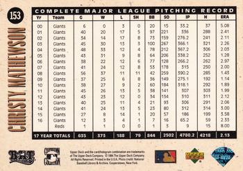 1994 Upper Deck All-Time Heroes #153 Christy Mathewson Back