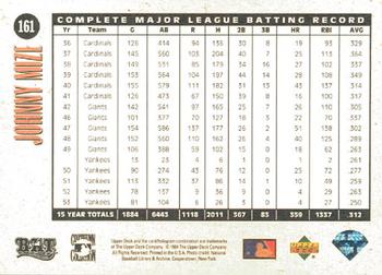 1994 Upper Deck All-Time Heroes #161 Johnny Mize Back