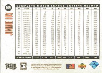1994 Upper Deck All-Time Heroes #169 Jimmie Foxx Back