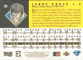 1994 Upper Deck All-Time Heroes #181 Jerry Grote Back