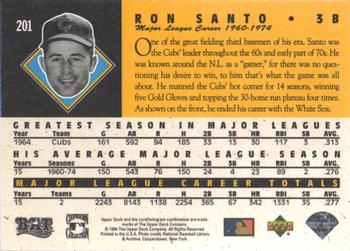 1994 Upper Deck All-Time Heroes #201 Ron Santo Back