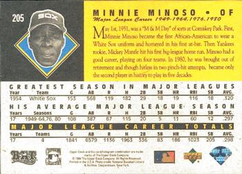 1994 Upper Deck All-Time Heroes #205 Minnie Minoso Back
