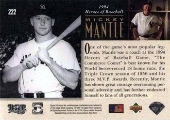 1994 Upper Deck All-Time Heroes #222 Mickey Mantle Back