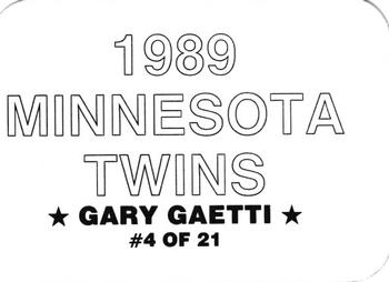1989 Minnesota Twins (unlicensed) #4 Gary Gaetti Back