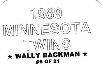 1989 Minnesota Twins (unlicensed) #6 Wally Backman Back
