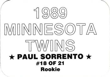 1989 Minnesota Twins (unlicensed) #18 Paul Sorrento Back