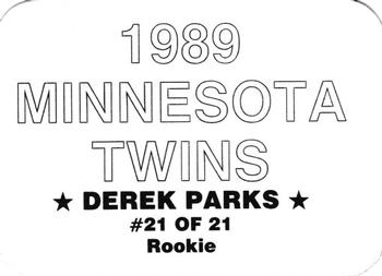 1989 Minnesota Twins (unlicensed) #21 Derek Parks Back