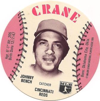 1976 Crane Potato Chips Discs #NNO Johnny Bench Front