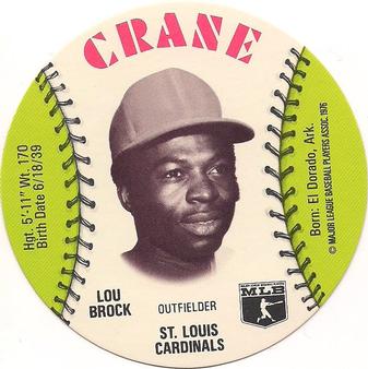 1976 Crane Potato Chips Discs #NNO Lou Brock Front