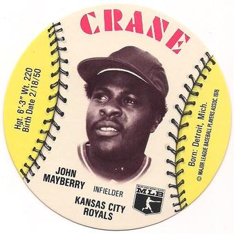 1976 Crane Potato Chips Discs #NNO John Mayberry Front