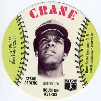 1976 Crane Potato Chips Discs #NNO Cesar Cedeno Front