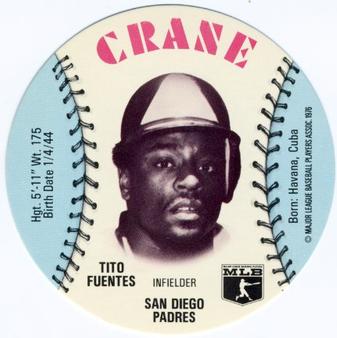1976 Crane Potato Chips Discs #NNO Tito Fuentes Front