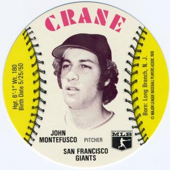 1976 Crane Potato Chips Discs #NNO John Montefusco Front