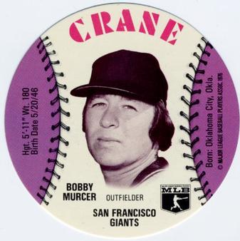 1976 Crane Potato Chips Discs #NNO Bobby Murcer Front