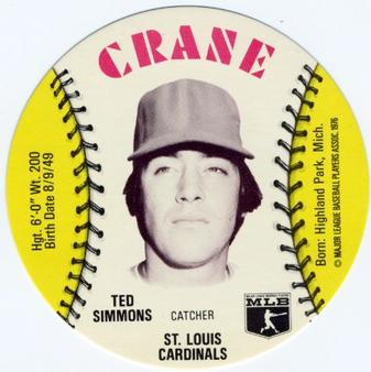 1976 Crane Potato Chips Discs #NNO Ted Simmons Front