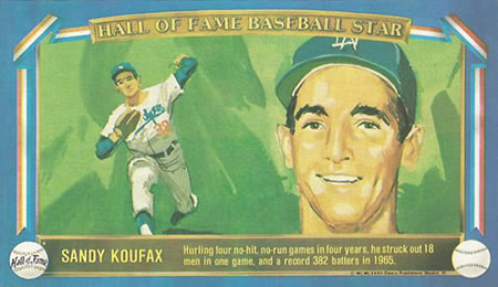1982 Davco Hall of Fame Baseball Stars #14 Sandy Koufax Front