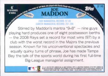 2009 Topps #216 Joe Maddon Back