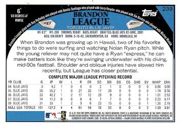 2009 Topps #239 Brandon League Back