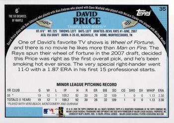2009 Topps #35 David Price Back