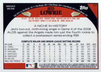 2009 Topps #77 Jed Lowrie Back