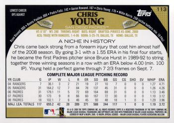 2009 Topps #113 Chris Young Back