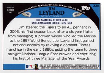 2009 Topps #339 Jim Leyland Back