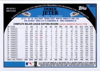 2009 Topps #353 Derek Jeter Back